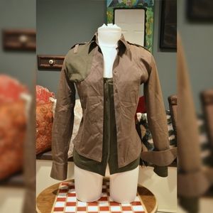 🔥Dior Army Green Double Layered Button Down Shirt